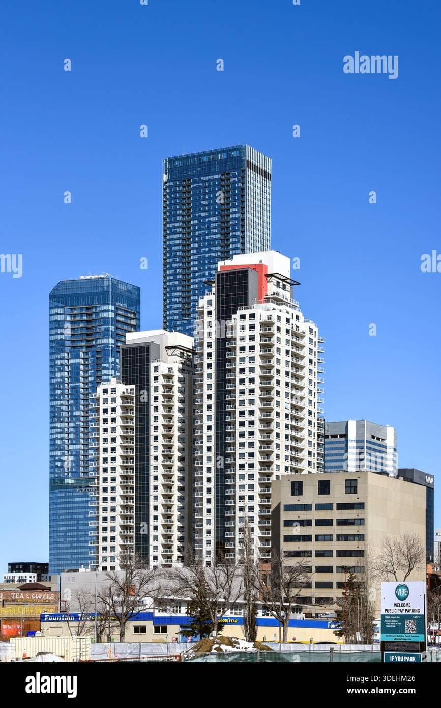 High-rise condos and residential buildings in downtown Edmonton, Alberta