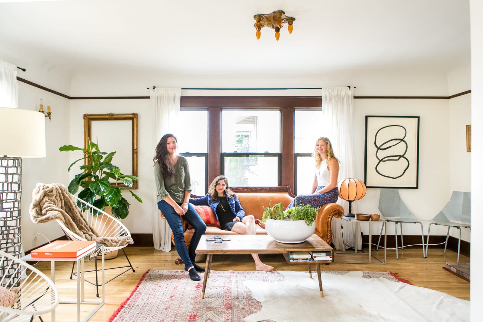 Shared apartment living space with roommates