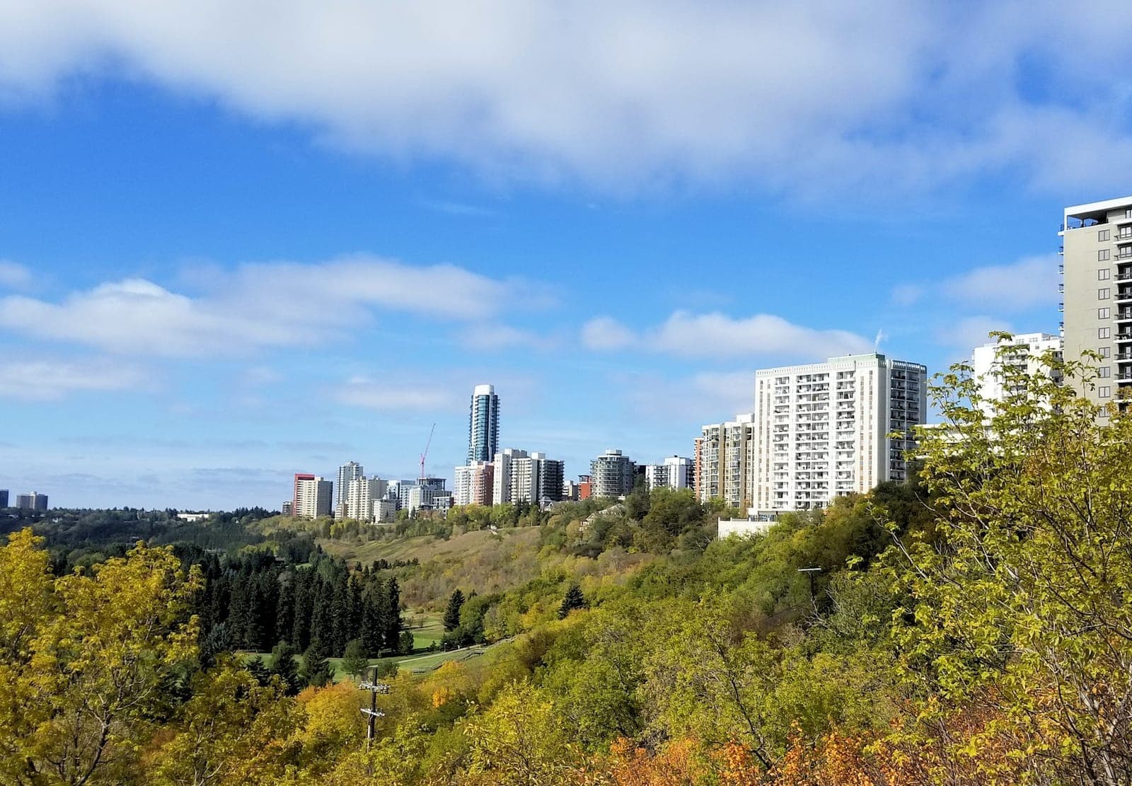 Oliver neighborhood skyline and river valley view