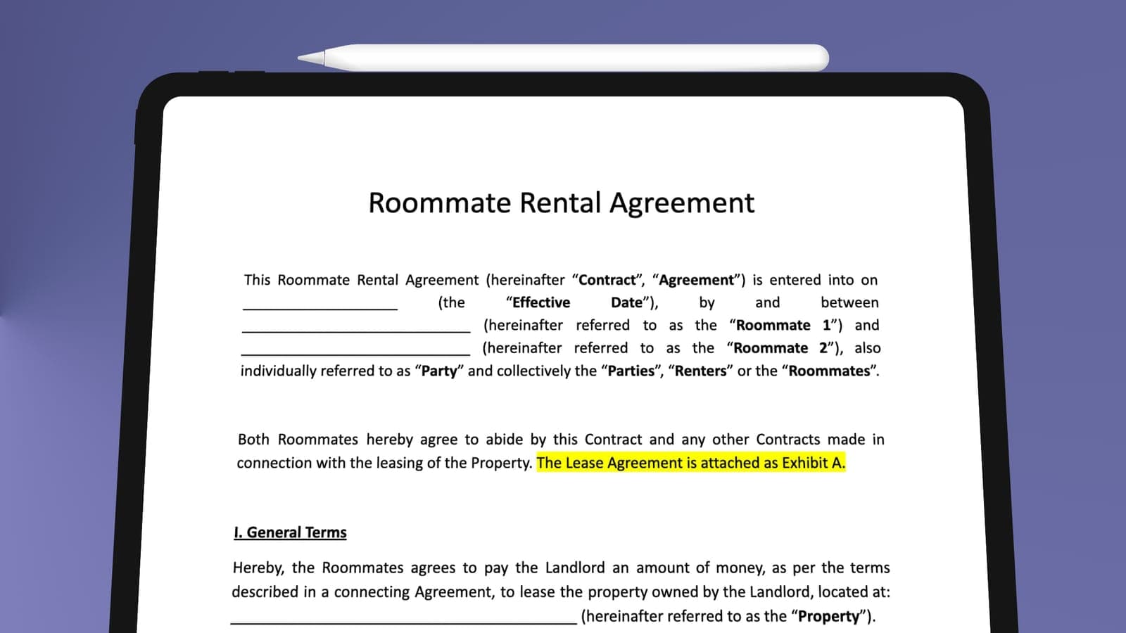 Roommate agreement template